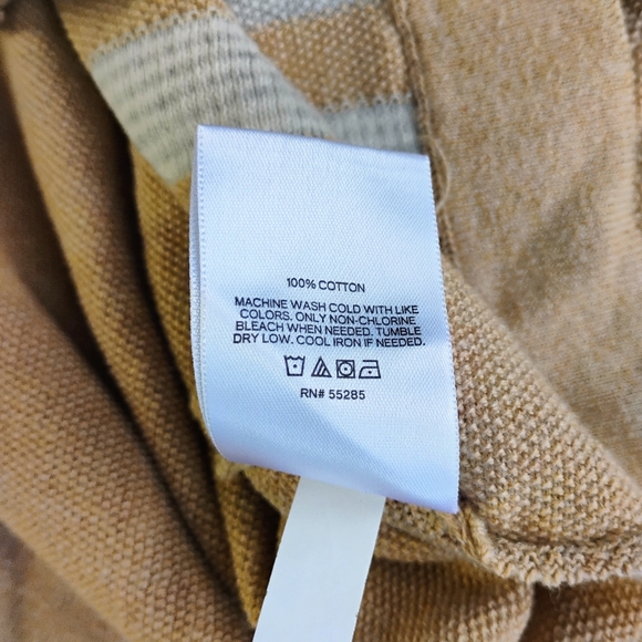 Express Stripe Button Down Sweater Polo Men Small Beige Neutral Cardigan Preppy - Picture 7 of 10